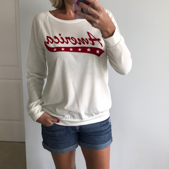 Tops - White Long Sleeve ‘America’ Top